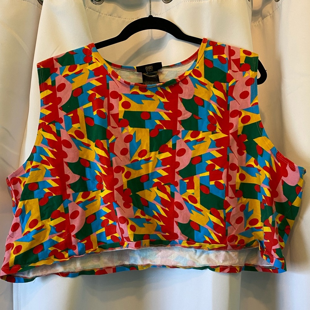 Nooworks Bright Multicolor Geo-Print Cropped Tank Top
